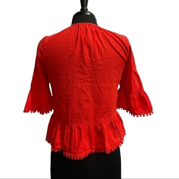 Madewell Peek-A-Boo Pom Pom Blouse Sz XS - Picture 6 of 11